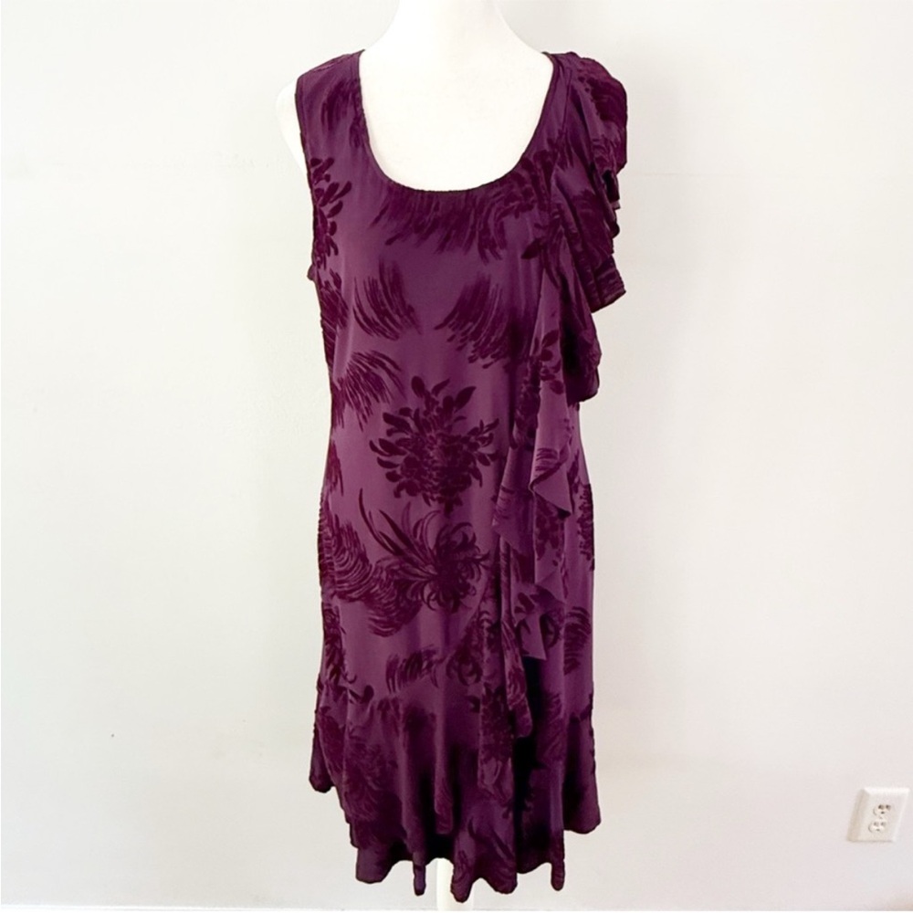 Vintage Y2K‎ Women Velvet Burnout Ruffle Dress Size 6 Whimsigoth Fairy Party